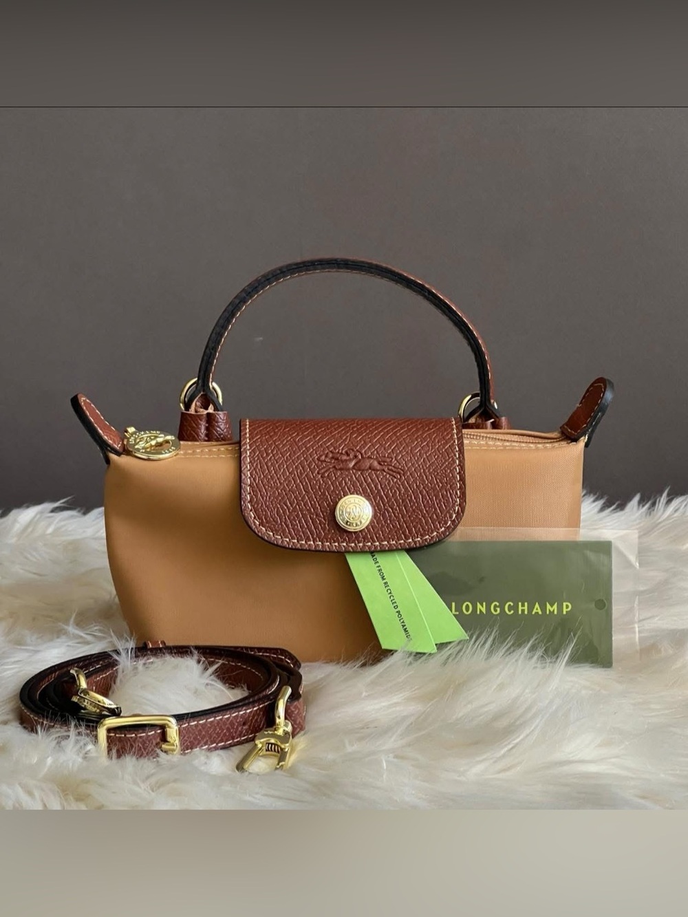 Longchamp XS Le Pliage Original Pouch with Strap - Picture 13 of 14